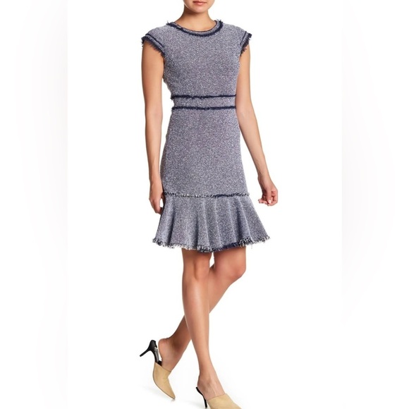 Rebecca Taylor Dresses & Skirts - Rebecca Taylor Indigo Tweed Dress, navy blue and white boucle, size 4